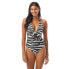 Фото #1 товара Vince Camuto 292890 Women Zebra Tie Front Halter One-Piece Black Size 8
