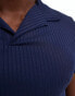 ASOS DESIGN polo in textured rib in navy Синий, XL - Chest 44 - фото #6