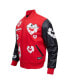 Фото #2 товара Men's Snoopy Red Peanuts Cotton Heart Full-Zip Varsity Jacket