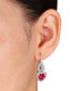 ფოტო #2 პროდუქტის Lab-Grown Ruby (3-1/5 ct. t.w.) & Lab-Grown White Sapphire (1-3/4 ct. t.w.) Heart Drop Earrings in Sterling Silver