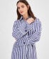 ფოტო #4 პროდუქტის Women's Striped Long-Sleeve Cotton Shirtdress