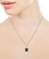 ფოტო #2 პროდუქტის EFFY® Emerald (2-1/5 ct. t.w.) & Diamond (1/4 ct. t.w.) Emerald-Cut Square Halo 18" Pendant Necklace in 14k Two-Tone Gold