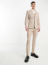 Фото #4 товара ASOS DESIGN wedding skinny suit jacket in linen mix in linen mix in micro texture in brown