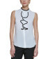 Фото #4 товара Блузка без рукавов Calvin Klein с оборками спереди, размеры для обычного и маленького роста
