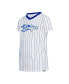 ფოტო #3 პროდუქტის Big Girls White Los Angeles Dodgers Pinstripe V-Neck T-shirt