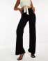 YAS tailored zip front wide leg trousers in black - BLACK