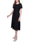 Фото #3 товара Petite Short Sleeve Belted Swiss Dot Dress