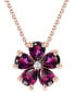 ფოტო #1 პროდუქტის Rhodolite (3-1/2 ct. t.w.) & Diamond Accent Flower 18" Pendant Necklace in 14k Rose Gold-Plated Sterling Silver