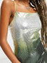 Фото #3 товара COLLUSION ombre sequin midi slip dress in green