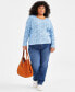 Plus Size Printed Scoop-Neck Long-Sleeve Top, Created for Macy's