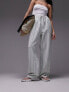 Фото #1 товара Topshop pull on towelling stripe wide leg trouser in white