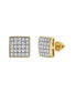 ფოტო #2 პროდუქტის Round Cut Natural Certified Diamond (0.77 cttw) 14k Yellow Gold Earrings Square Tile Design