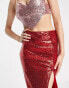 Collective the Label exclusive midaxi sequin skirt in red Красный, US 4 - фото #6