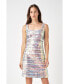 Фото #1 товара Women's Striped Woven A-line Mini Dress With Sequins