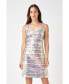 Women's Striped Woven A-line Mini Dress With Sequins