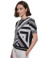 Women's Geometric-Print Mixed-Media Sweater