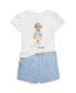 Baby Girls Polo Bear Cotton Tee and Short Set