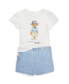 Фото #1 товара Baby Girls Polo Bear Cotton Tee and Short Set