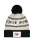 Фото #1 товара Men's Cream, Black Kansas City Chiefs Super Bowl LVIII Cuffed Knit Hat with Pom