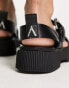 ASRA Exclusive Samba flat sandals with buckle strap in black leather