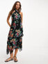 River Island floral halter midi dress in black