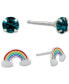 2-Pc. Set Crystal Solitaire & Rainbow Stud Earrings in Sterling Silver, Created for Macy's