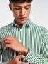 ASOS DESIGN skinny fit stripe shirt in dark green