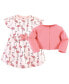 ფოტო #2 პროდუქტის Toddler Girls Organic Cotton Dress and Cardigan, Pink Flamingo