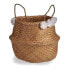 Basket White Brown Natural Rushes Pompoms 8 L 32 x 30 x 32 cm