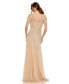 Фото #3 товара Women's High Neck Short Sleeve Sequin Embellished Gown