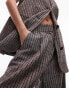 Фото #4 товара Topshop co-ord stripe linen wide leg pleated trouser in brown