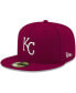 Men's Cardinal Kansas City Royals Logo White 59FIFTY Fitted Hat Бордовый, 7 1/8 - фото #1