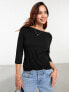 Фото #1 товара Vero Moda three quarter length sleeve jersey top in black