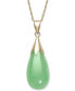 ფოტო #3 პროდუქტის Dyed Jade (10 x 20mm) Elongated Teardrop Pendant Necklace in 10k Gold
