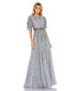 Women's Embellished Full Length Layered Sleeve Gown