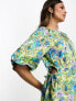 Y.A.S smock midi dress with cut out side details in floral print