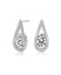 Фото #1 товара Sterling Silver with White Gold Plated Clear Round Cubic Zirconia Pear Frame Halo Earrings