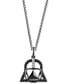 ფოტო #1 პროდუქტის Black & White Diamond Darth Vader Mask 18" Pendant Necklace (1/6 ct. t.w.) in Sterling Silver with Black Rhodium