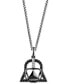 Фото #1 товара Black & White Diamond Darth Vader Mask 18" Pendant Necklace (1/6 ct. t.w.) in Sterling Silver with Black Rhodium