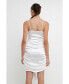 ფოტო #5 პროდუქტის Women's Asymmetrical Waterfall Draped Satin Mini