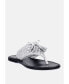 ფოტო #1 პროდუქტის BEECH Handwoven Natural Silver Suede Tassel Thong Flats