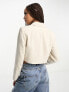 Stradivarius cropped linen blazer in natural