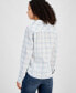 Фото #2 товара Women's Pebble Plaid Roll-Tab Cotton Shirt