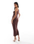 Фото #3 товара ASOS DESIGN modal one shoulder column midi dress in brown