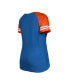 ფოტო #4 პროდუქტის Women's Royal Denver Broncos Throwback Raglan Lace-Up T-shirt