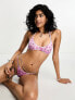 Фото #7 товара Weekday Deep tanga bikini bottom in pink ripple print exclusive to ASOS