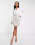 ASOS DESIGN mini shirt 2 in 1 dress with pink boucle skirt