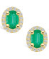 ფოტო #5 პროდუქტის Emerald (1 Ct. t.w.) and Diamond (1/4 Ct. t.w.) Halo Stud Earrings