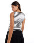 Фото #2 товара Abercrombie & Fitch striped sleeveless top with boat neck in black and white