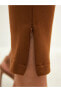 Фото #8 товара Slim Fit Paçaları Fermuar Detaylı Süet Kadın Pantolon